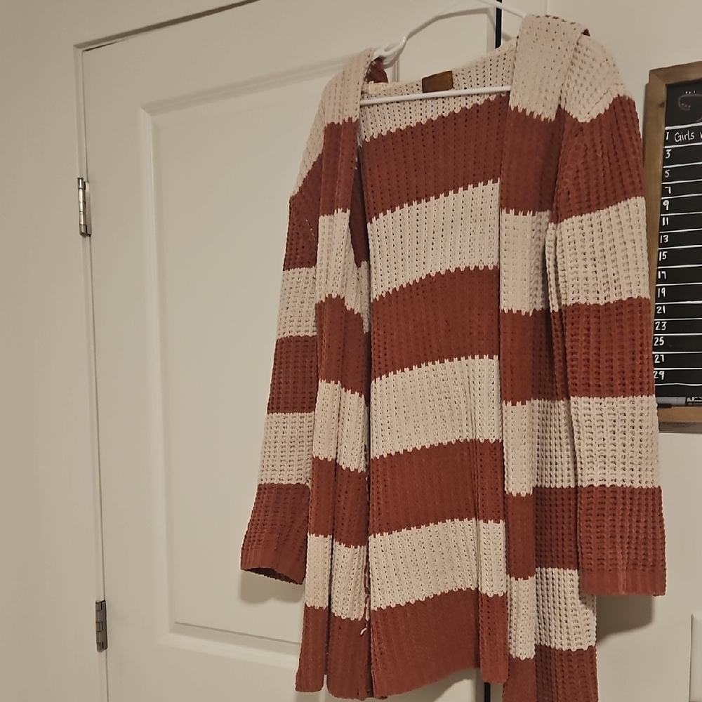 Striped Knit Open-Front Sweater